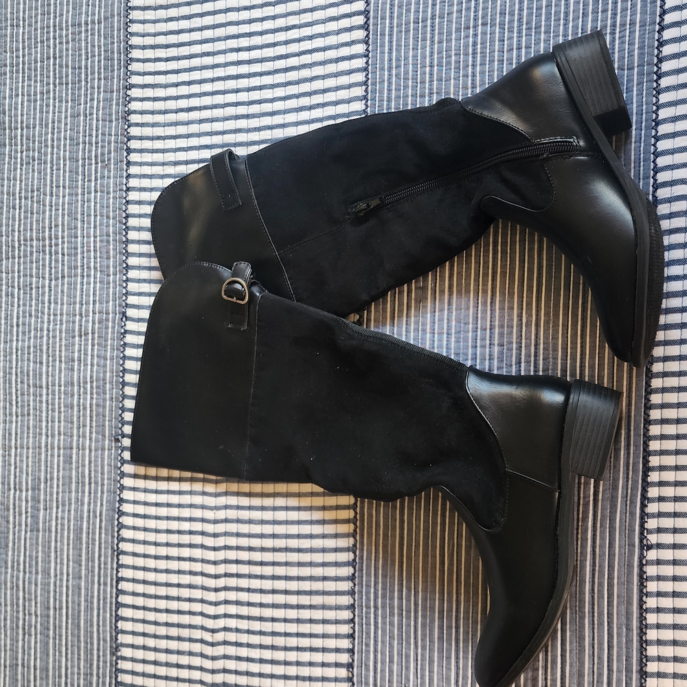 Rampage Black Boots with Chunky Heel